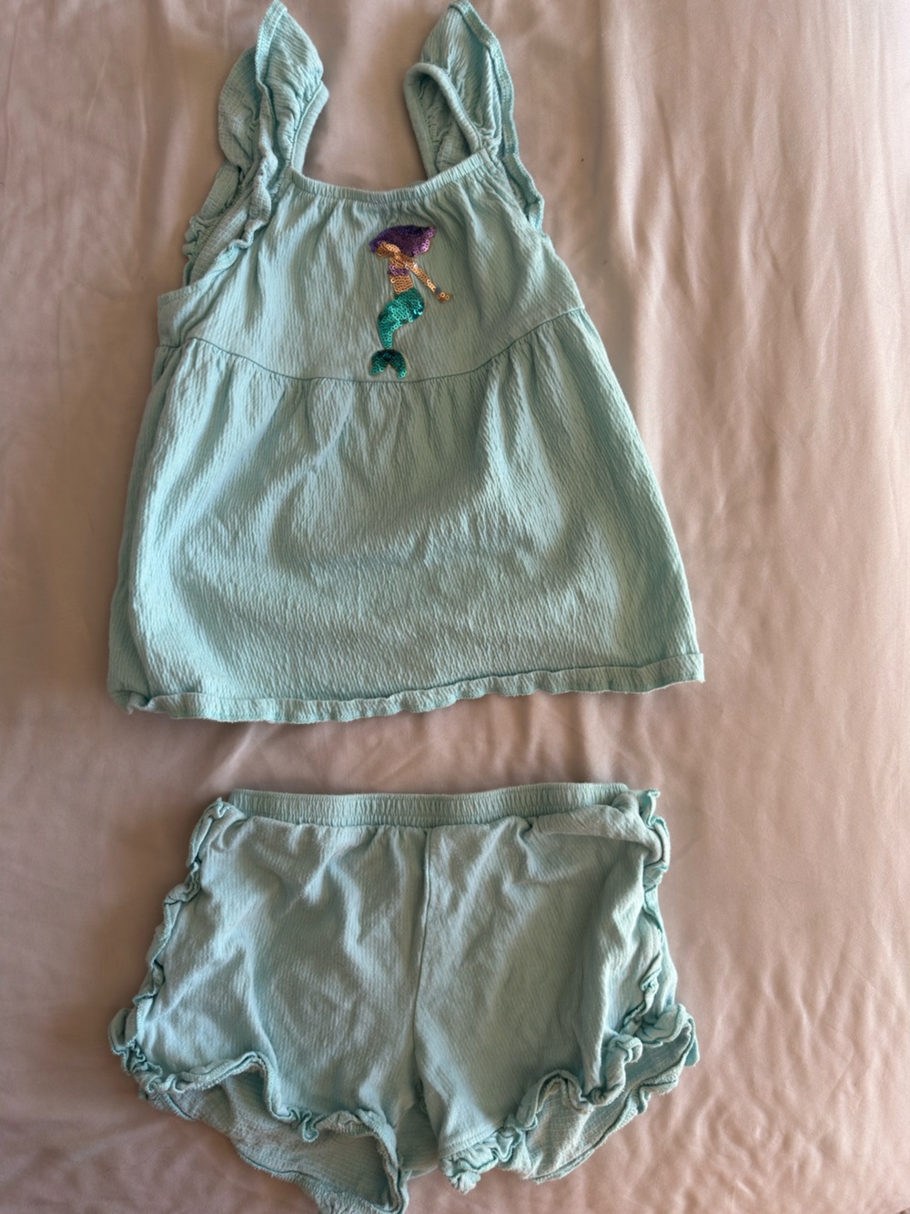 F&F Light Aqua Textured Knit Top
